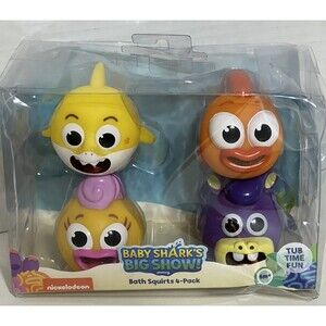 NEW NICKELODEON BABY SHARK'S BIG SHOW BATH SQUIRTS 4-PACK  3" TUB FUN